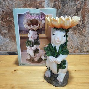 VTG Decorative Bunny Figurine White Indoor Costco 11.5" Tall Resin Easter Decor